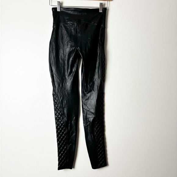 SPANX • Women’s Faux Leather Black Moto Quilted Leggings High Waisted Size Small - Picture 3 of 7